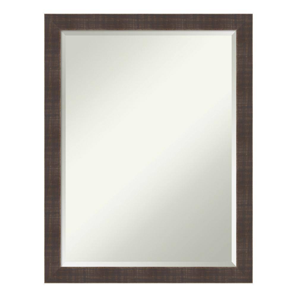 Medium Rectangle Rustic Brown Beveled Glass Casual Mirror (26.5 in. H x 20.