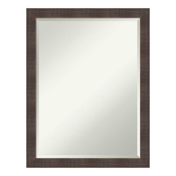 Amanti Art Medium Rectangle Rustic Brown Beveled Glass Casual Mirror (26.5 in. H x 20.5 in. W)
