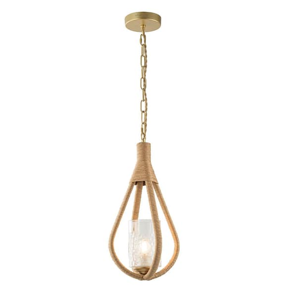 Dawana 60-Watt 1-Light Gold Farmhouse Pendant Light with Glass Shade For Kitchen Bulb not Included