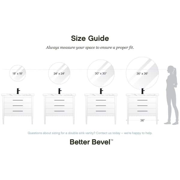 Better Bevel 30 In W X H Frameless Round Bathroom Vanity Mirror 17182 Frameless Round Bathroom Vanity Mirror, What Size Should The Bathroom Mirror Be