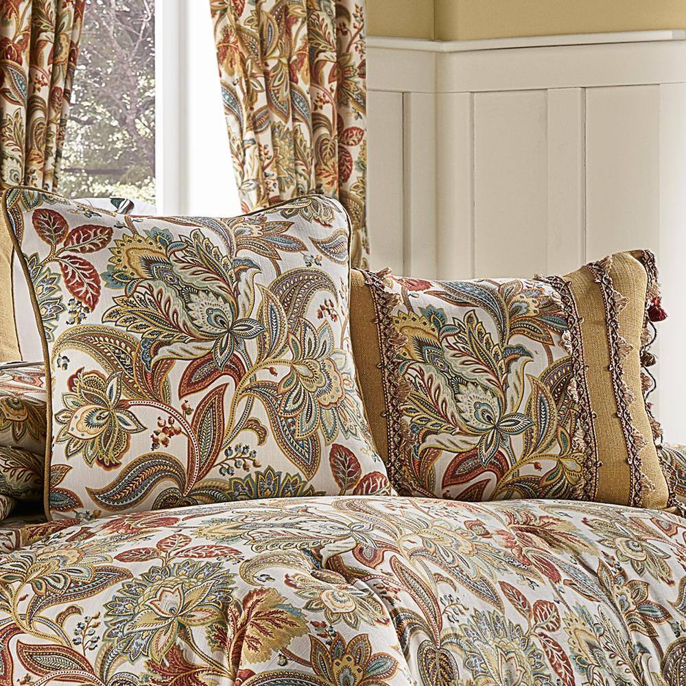 August Multicolor Floral Jacobean Boudoir Throw Pillow