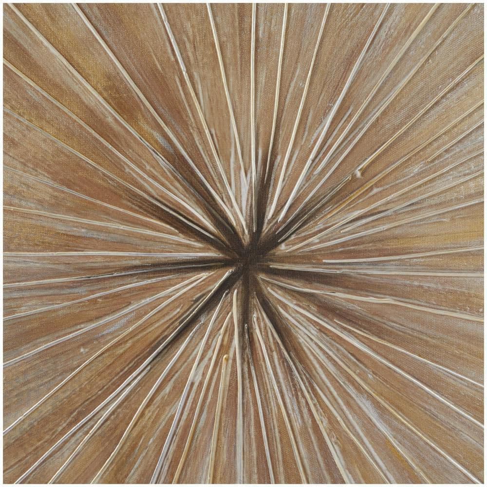 39" Brown Radial Starburst Framed Canvas Wall Art