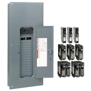 Homeline 200 Amp 30-Space 60-Circuit Indoor Main Breaker Plug-On Neutral Load Center with Cover - CAFI breaker ValuePack