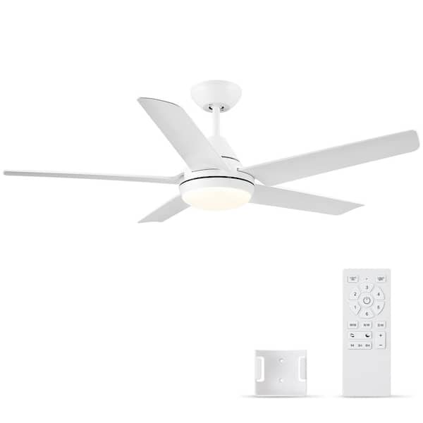 YUHAO 48 in. Indoor White Ceiling Fan with Integrated Dimmable LED Light Kit and Remote Control