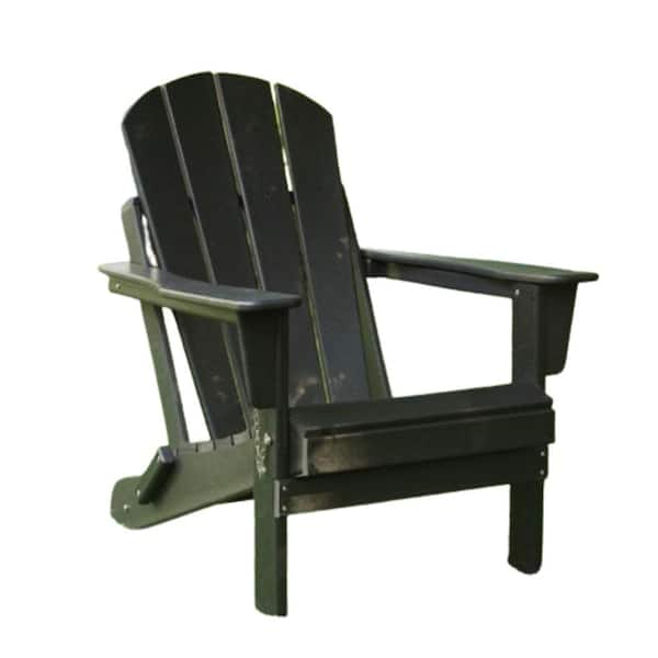 Misopily Folding Adirondack Chair, Relaxing Stackable Arm Rest Ergonomic HDPE All-Weather Adirondack Chair, Black