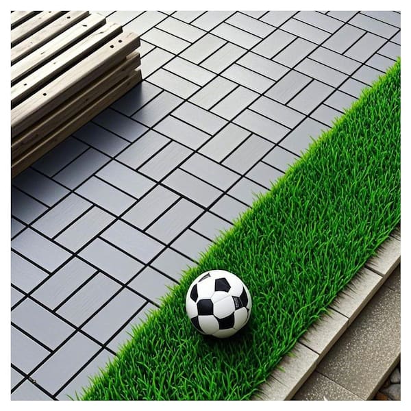 1 ft. x 1 ft. Quick Deck PVC Plastic Interlocking Deck Tile in Dark Gray (44 sq. ft. per Box)