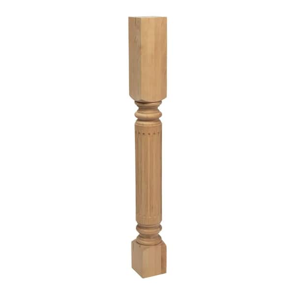 American Pro Decor 3-3/4 in. x 35-1/4 in. Unfinished North American Solid Cherry Fluted Kitchen Island Leg