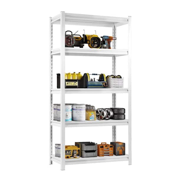 5-Tier Heavy Duty Steel Freestanding Adjustable Household Shelving Unit in White (31.5 in. W x 63 in. H x 15.7 in. D)