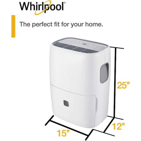 Whirlpool WHAD50PCW 50-Pint Portable Dehumidifier with Built-In Pump, 24-Hour Timer, Auto Shut-Off, Easy-Clean Filter and Auto-Restart - 3