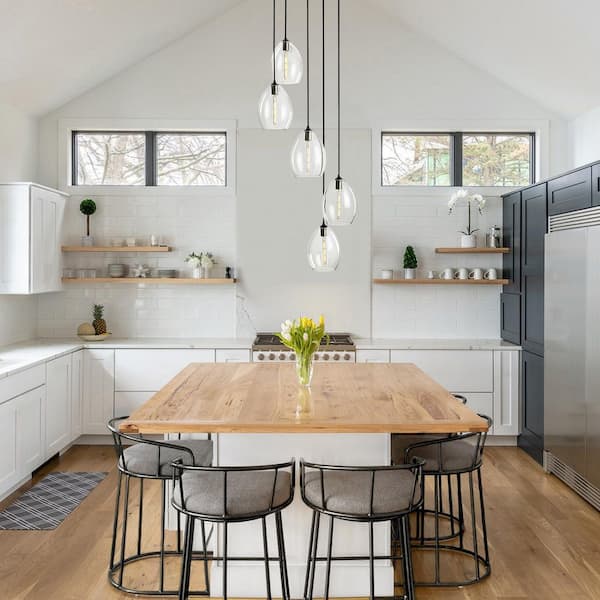 Allyn 5-Light Modern Cluster Black Pendant Light with Clear Glass Shade