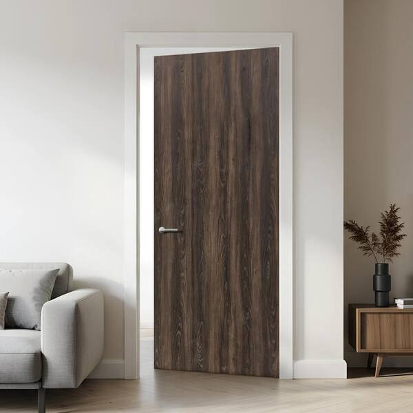 ウル CALHOME 48 in. x 86 in. Walnut Texture Flush Hollow Core Composite