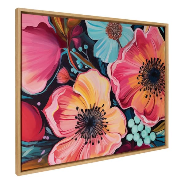 Kate and Laurel Sylvie Colorful Floral Group Framed Canvas by the Creative Bunch Studio (Set of 1) Nature Art Print 31.49 in. x 42 in.