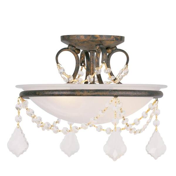 Livex Lighting Providence 2 Light Ceiling Venetian Golden Bronze Incandescent Semi Flush Mount