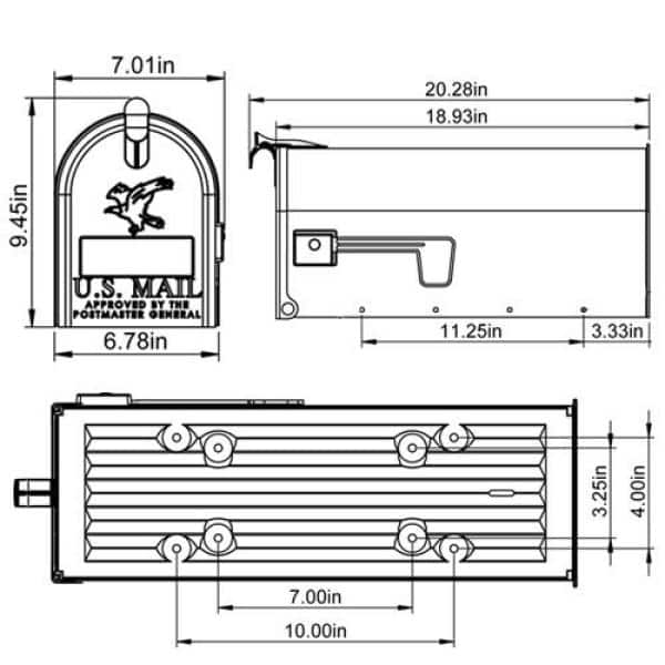 Grayson Medium Gray Steel Post-Mount Mailbox