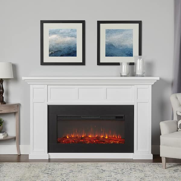 Real Flame Alcott Landscape 75 in. Freestanding Electric Fireplace in White