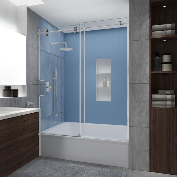 Aston Langham Xl 56 60 In W X 70 In H Frameless Sliding Tub Door In