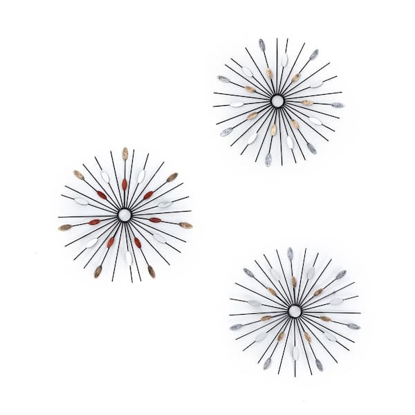 HABITAT DECOR Aureaus Starburst Iron Wall Art Set of 3