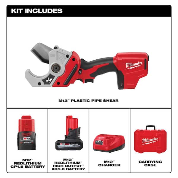 M12 12V Lithium-Ion Cordless PVC Shear Kit with (2) Batteries, Charger and Hard Case