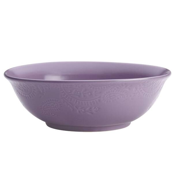BonJour Dinnerware Paisley Vine 9 in. Stoneware Round Serving Bowl in Lavender