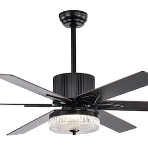 52 in. Indoor Black Low Profile Standard Ceiling Fan with LED, 6 Blades Reversible Motor