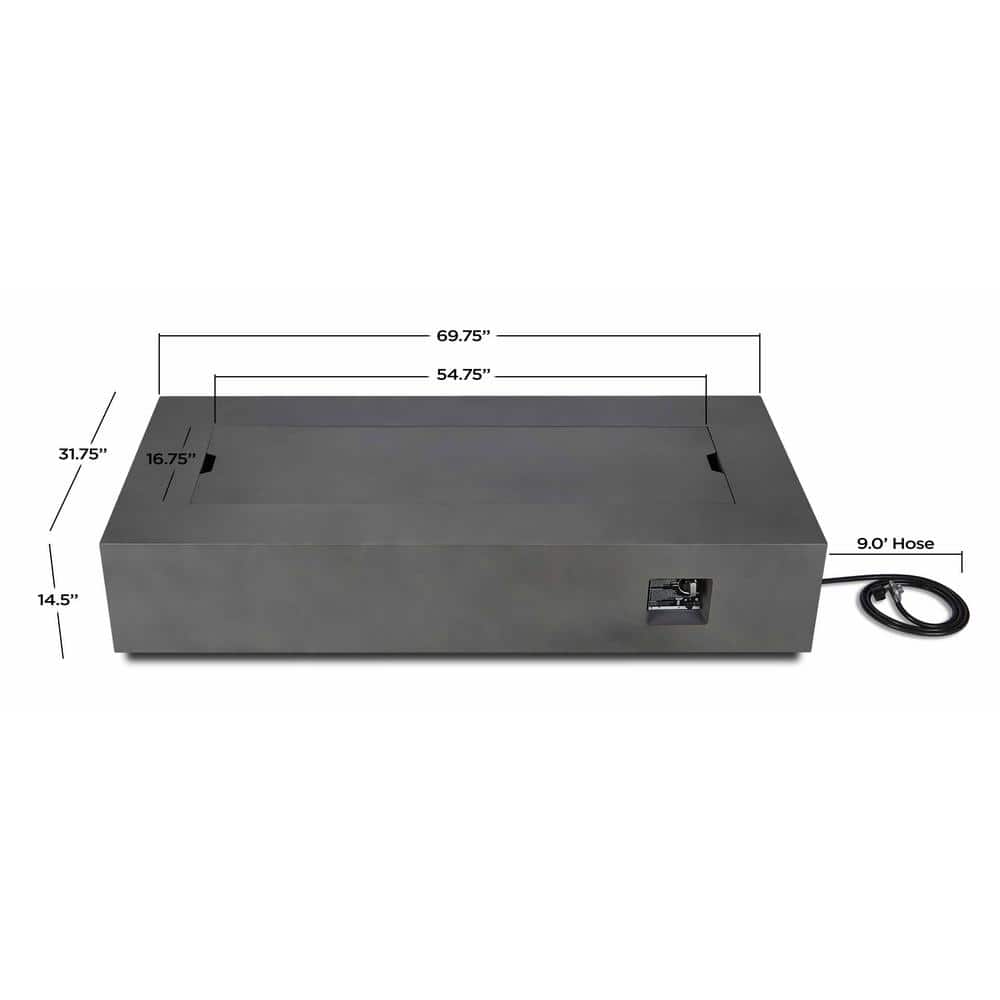 Aegean 70" Weathered Slate Gas Fire Pit Table