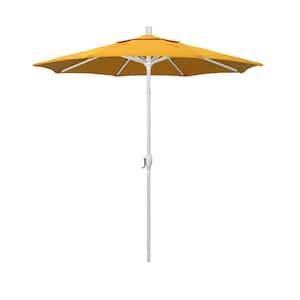 7.5 ft. Matte White Aluminum Market Push Tilt Patio Umbrella in Lemon Olefin