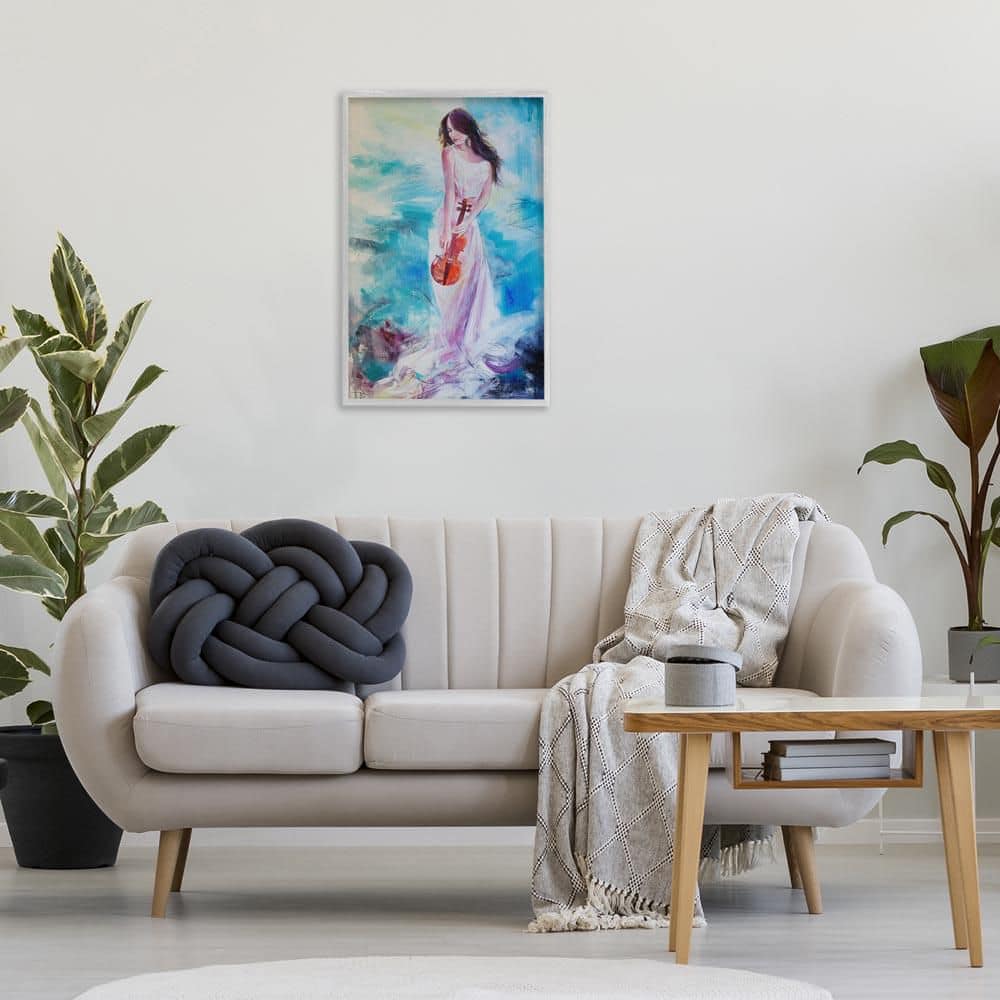 Elegant Woman with Violin by Lucille Lee Gray Framed Music Giclee Art Print 30 in. x 20 in. price history on PriceWatchPro