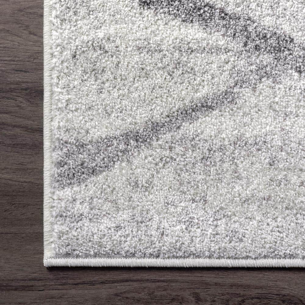 Thigpen Gray Abstract 6' Square Synthetic Area Rug
