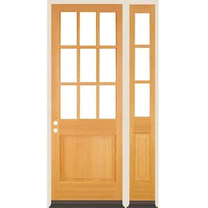 50 in. x 96 in. 9-Lite Right-Hand/Inswing Clear Glass Clear Stain Wood Prehung Front Door Right Sidelite