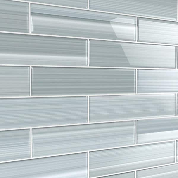 Glacier Aura Gray 3X12 Frosted Glass Tile