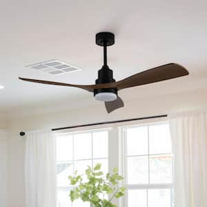 52 in. Black and Dark Brown Indoor Ceiling Fan with Light and Remote