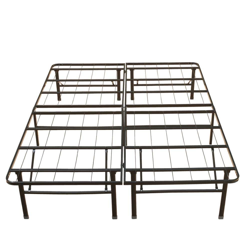 California King Black Metal Platform Bed Frame with Storage