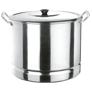 50 Qt. Aluminum Steamer Stock Pot in Silver with Aluminum Lid