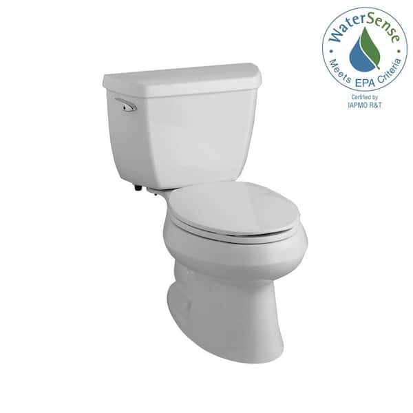 KOHLER Wellworth Classic 2-Piece 1.28 GPF High-Efficiency Elongated Toilet in Ice Grey