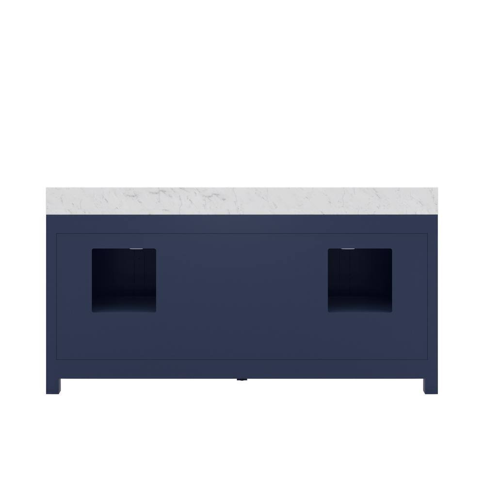 Madison 72" Monarch Blue Double Sink Vanity with Carrara Marble Top