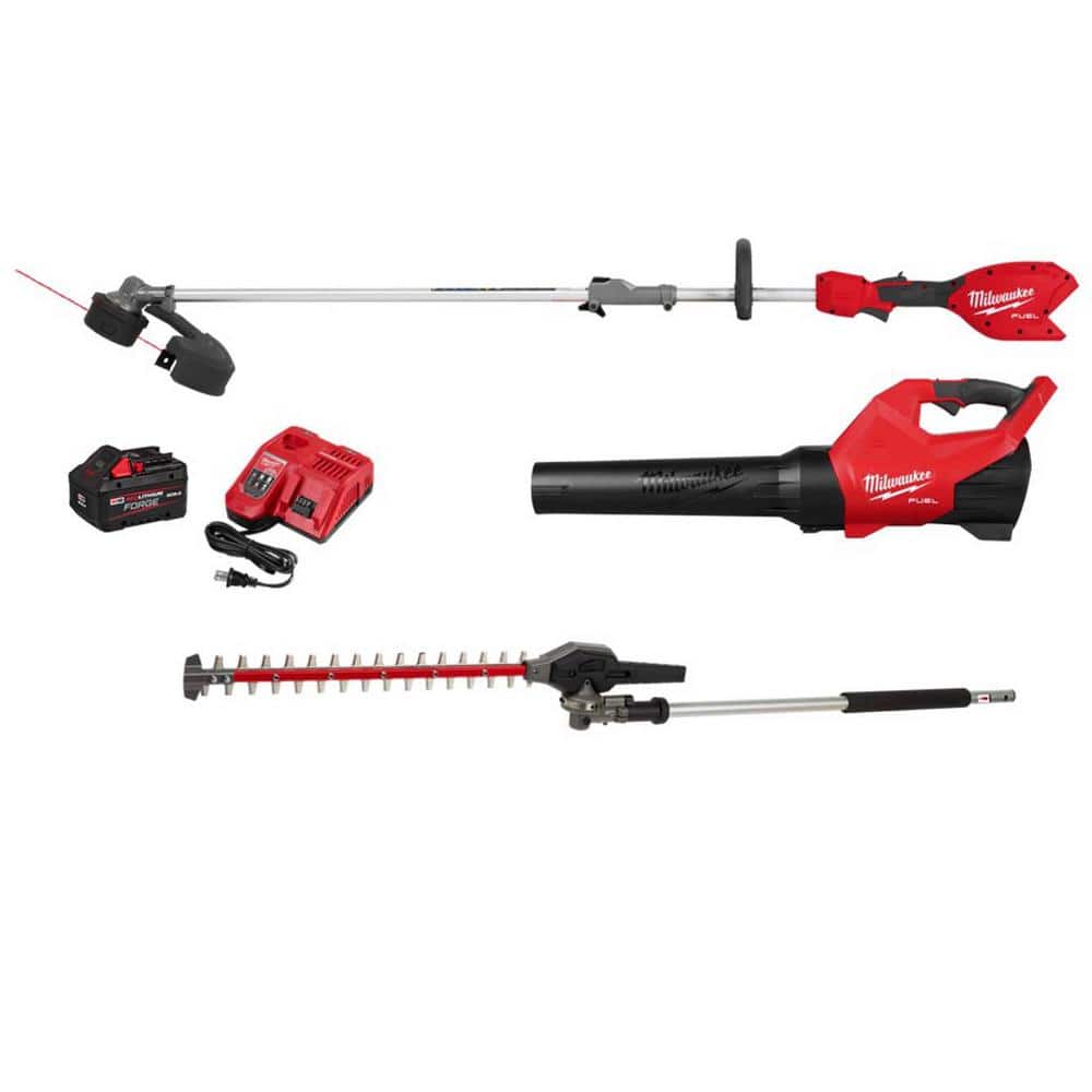 M18 FUEL 18V 16 in. Brushless Cordless QUIK-LOK String Trimmer/Blower Combo Kit w/ Articulating Hedge Trimmer Attachment -  Milwaukee, 3031-2119