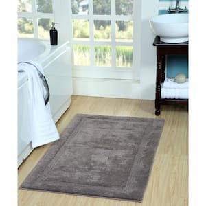 34 in. x 21 in. Cotton Bath Rug in Gray