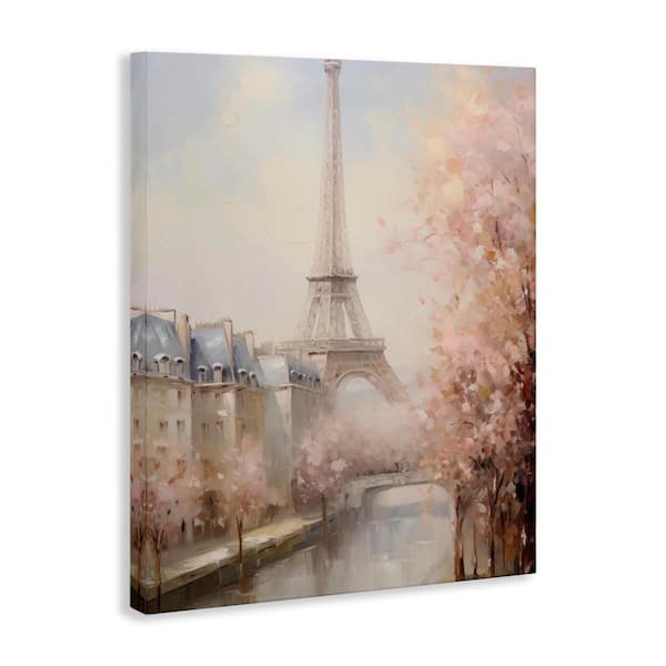Soft Eiffel Tower River View by Arlington Prints Unframed Abstract Graphic Art Print 48 in. x 36 in.
