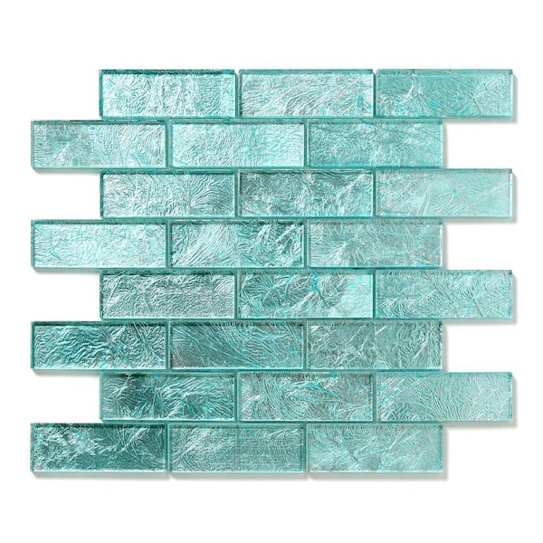 Solistone Folia Juniper 12 in. x 12 in. x 6.35 mm Blue Glass Mesh-Mounted Mosaic Wall Tile (10 sq. ft. / case)