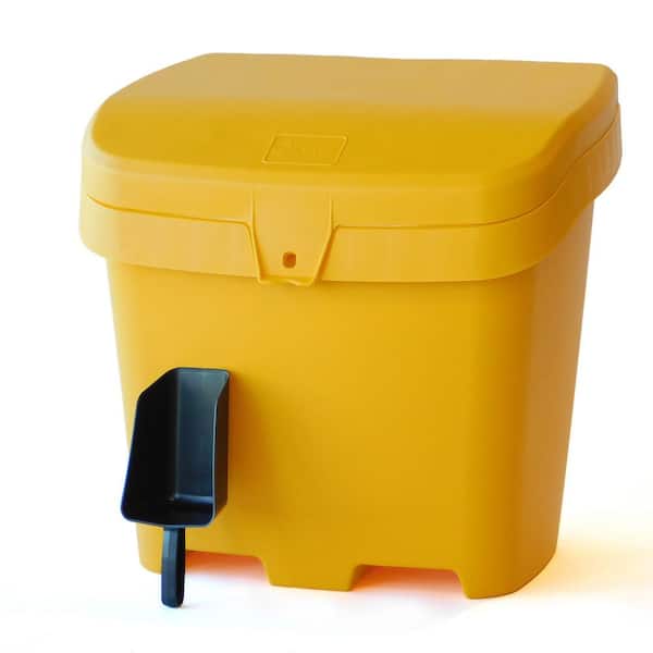 FCMP Outdoor 4.2 cu. ft. Outdoor Salt, Sand and Storage Bin with Scoop in Yellow