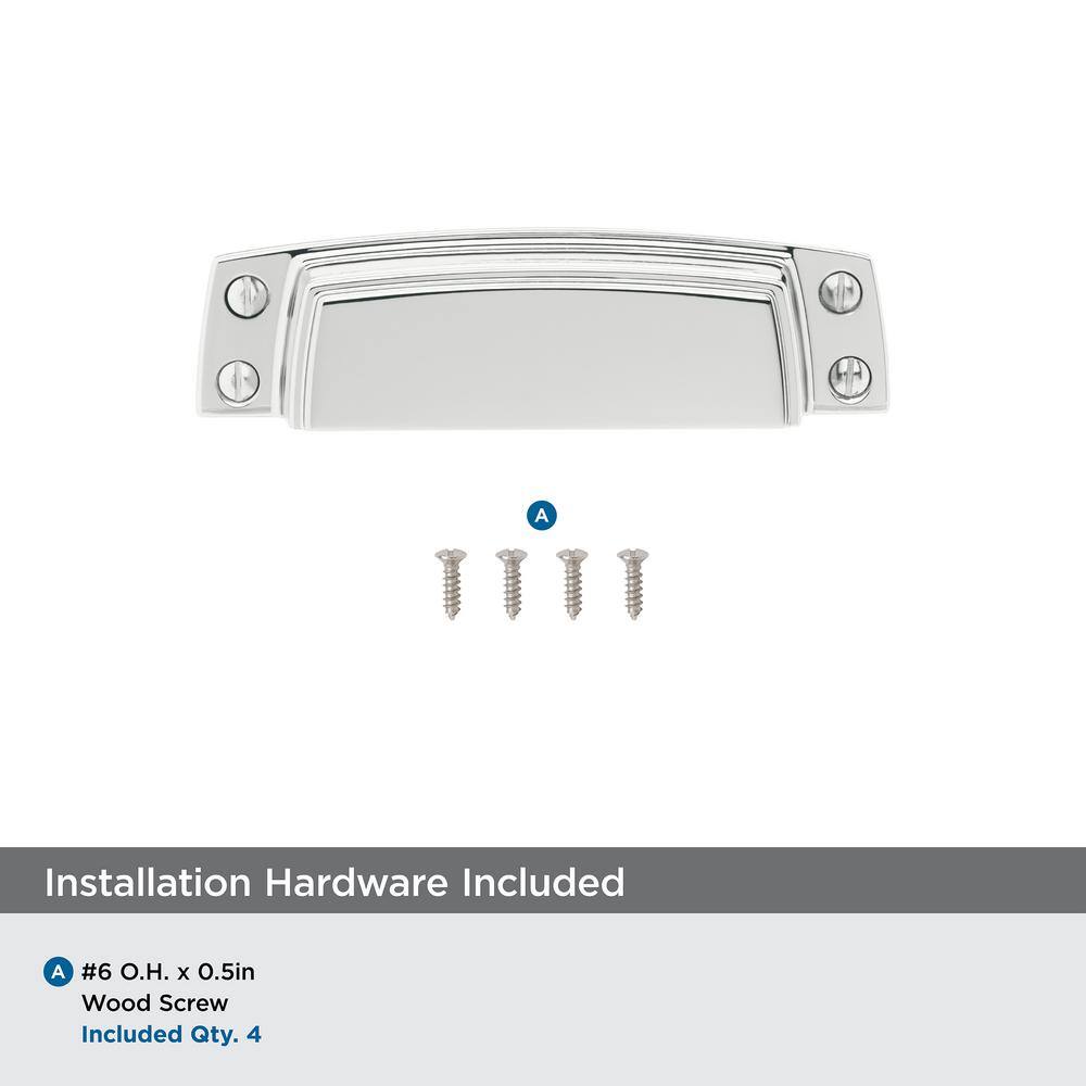Polished Chrome Cabinet Cup Pull with Mounting Hardware