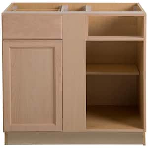 Easthaven Assembled 36x24.5x34.5 in. Frameless Blind Base Corner Cabinet in Unfinished Beech