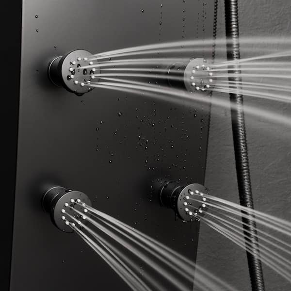 AKDY 57 In. 8-Jet Black Painted Stainless Steel Shower Panel