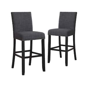 New Classic Furniture Crispin 29 in. Granite Gray Wood Bar Chair with Polyester Seat (Set of 2)
