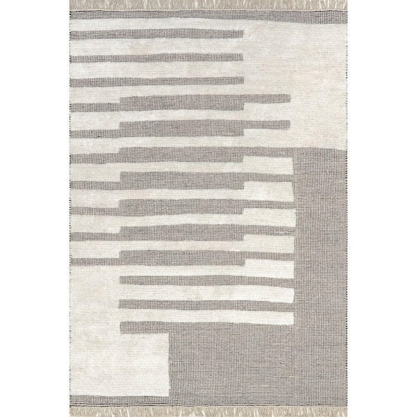 RUGS USA Hyperion Tasseled Cotton and Wool Ivory Doormat 3 ft. x 5 ft. Indoor/Outdoor Patio Rug
