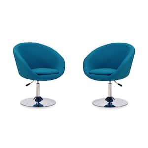 Hopper Blue and Polished Chrome Wool Blend Adjustable Height Accent Chair (Set of 2)