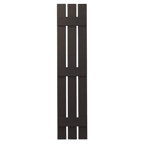 Ply Gem 13 in. x 55 in. Polypropylene 3-Board Open Board and Batten Shutters Pair in Brown