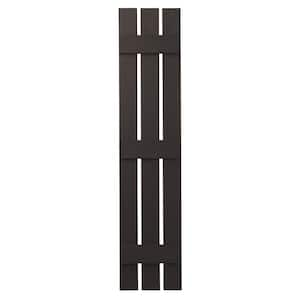 12 in. x 63 in. Polypropylene 3-Board Open Board and Batten Shutters Pair in Brown