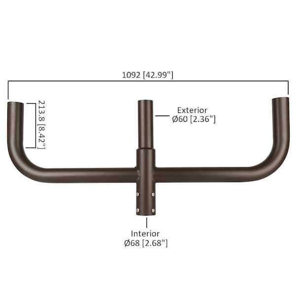 44 in. 180-Degree Triple Bullhorn Mounting Bracket Tenon Adapter for Round Outdoor Pole Lights