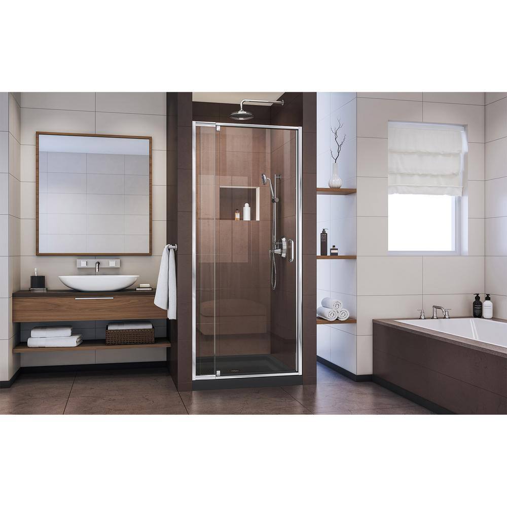 Flex 36" x 74.75" Frameless Chrome Pivot Shower Kit